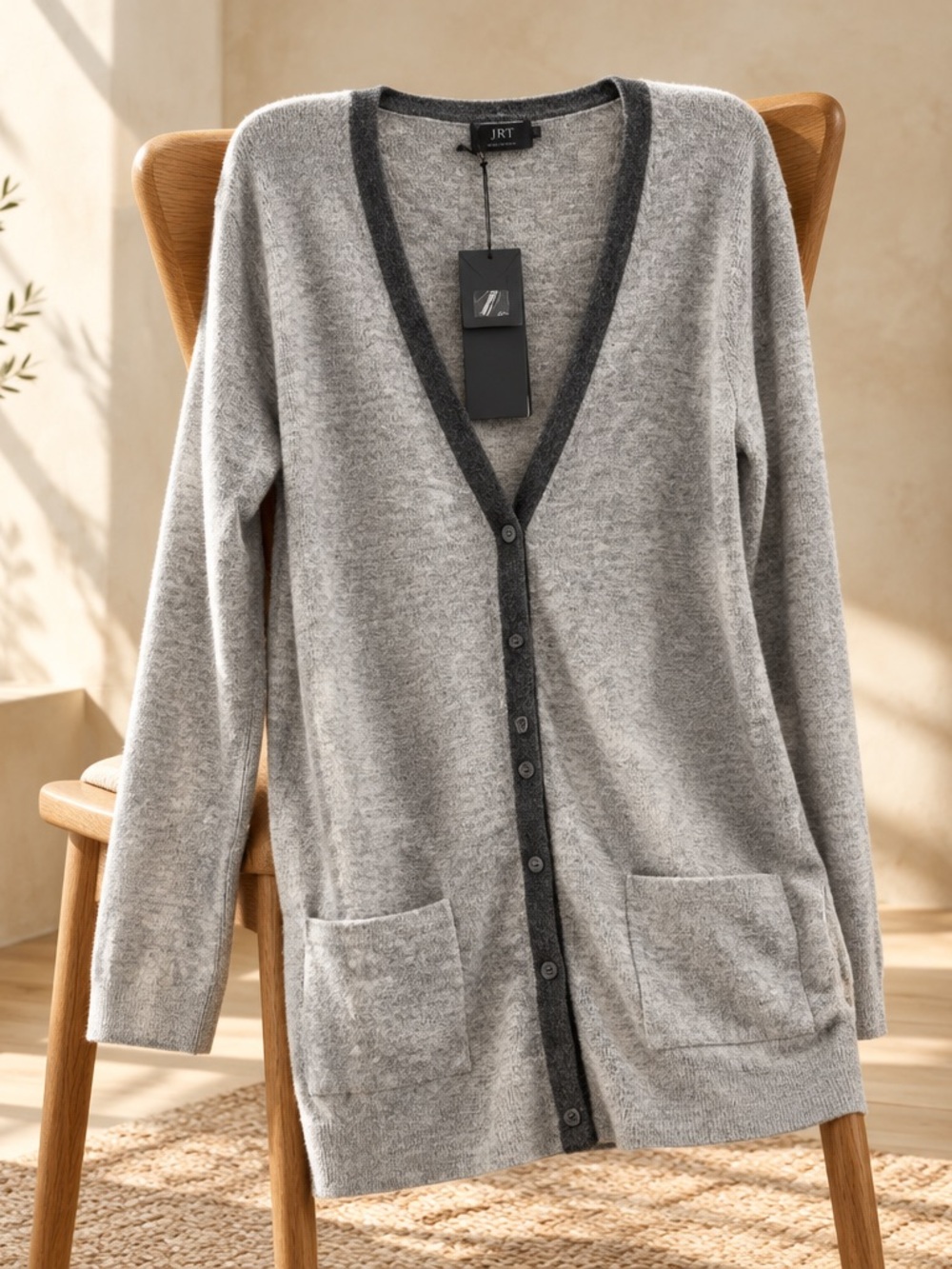 Pure Collection Cashmere Women’s Long Grey Cardigan, From UK. Size 14, NWT